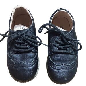MG Baby black toddler boy oxfords dress shoes with wingtip design sz 9 26